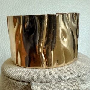 Gold Tone Cuff Bracelet with cool wavy structural design